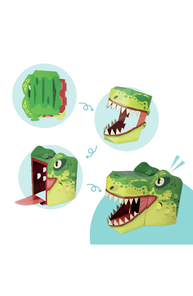 3D Paper Mask 3D T-Rex Mask Craft for Kids (2 Pack), Easy Diy Activity for Creative Play & Dress-Up Fun, Alternate, color, Green