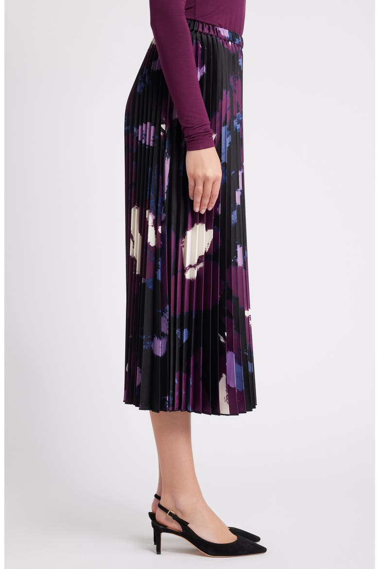 Abstract Print Pleated Skirt, Alternate, color, DEEP PLUM MULTI