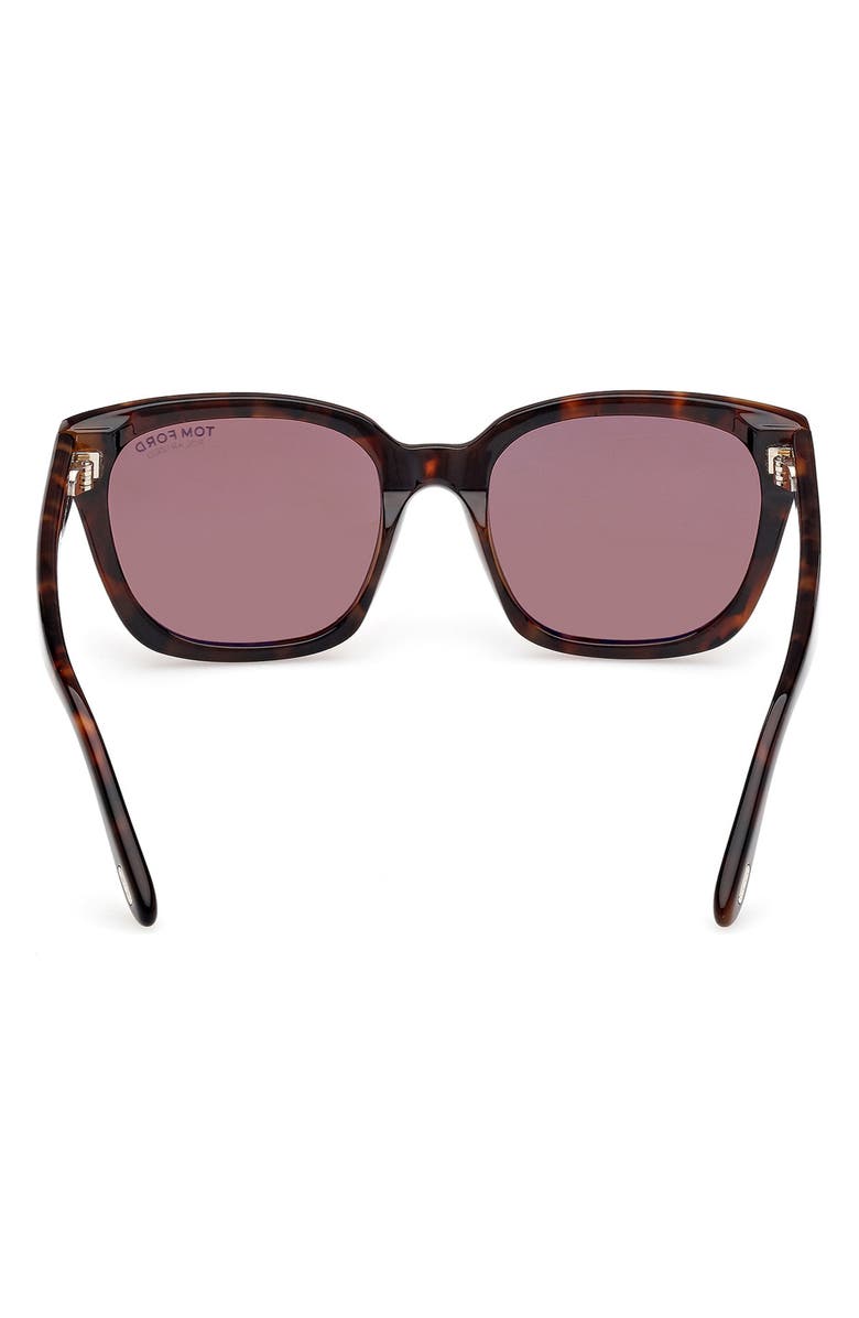 TOM FORD Haylay 53mm Square Sunglasses, Alternate, color, Shiny Dark Havana Eco