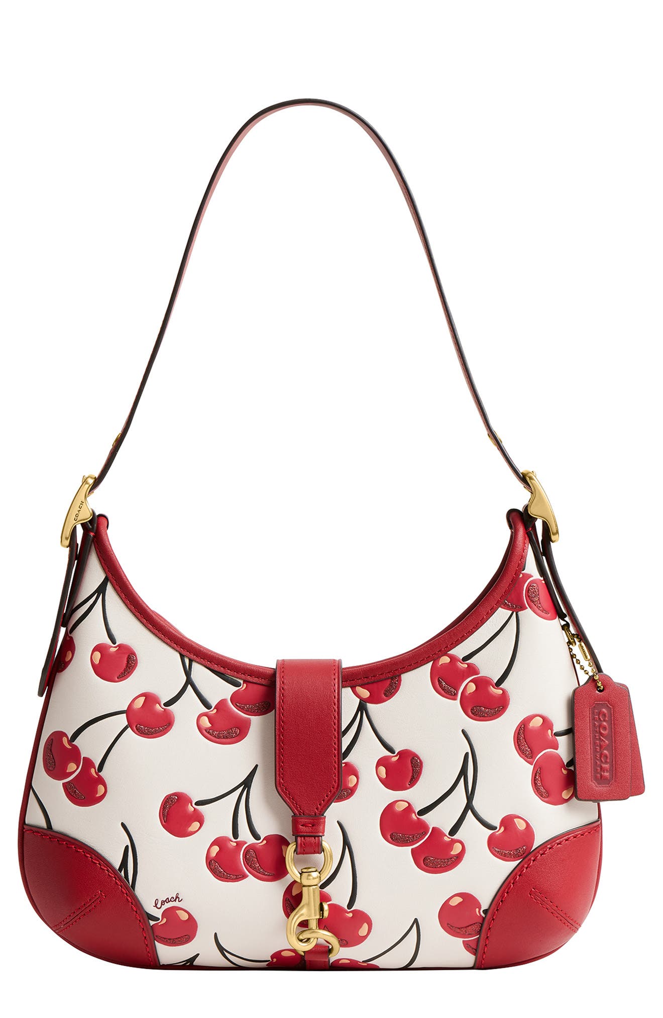 COACH Hamptons Hobo Bag With Cherry Print, Main, color, 