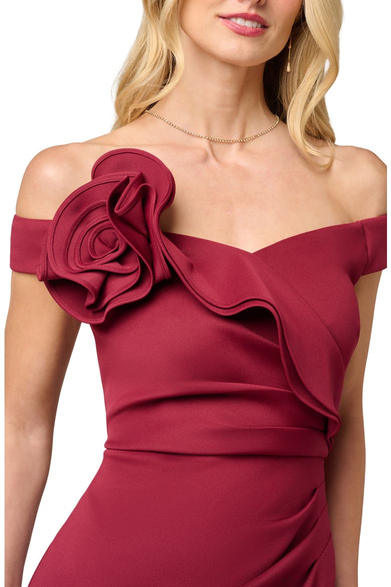 Off the Shoulder Scuba Gown, Alternate, color, CRIMSON HAZE