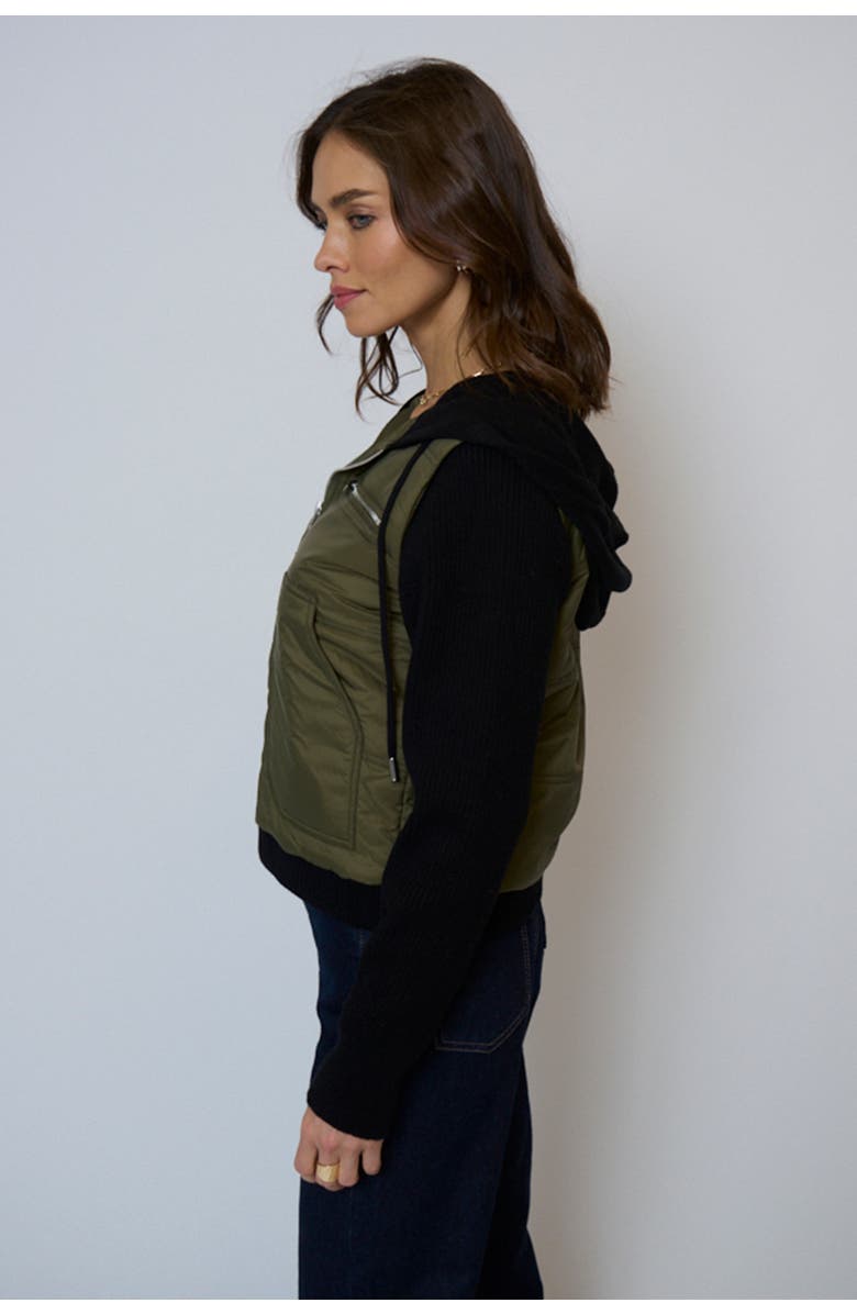 Central Park West Women's Brady Hooded Sweater Sleeve Jacket, Alternate, color, Fatigue Green