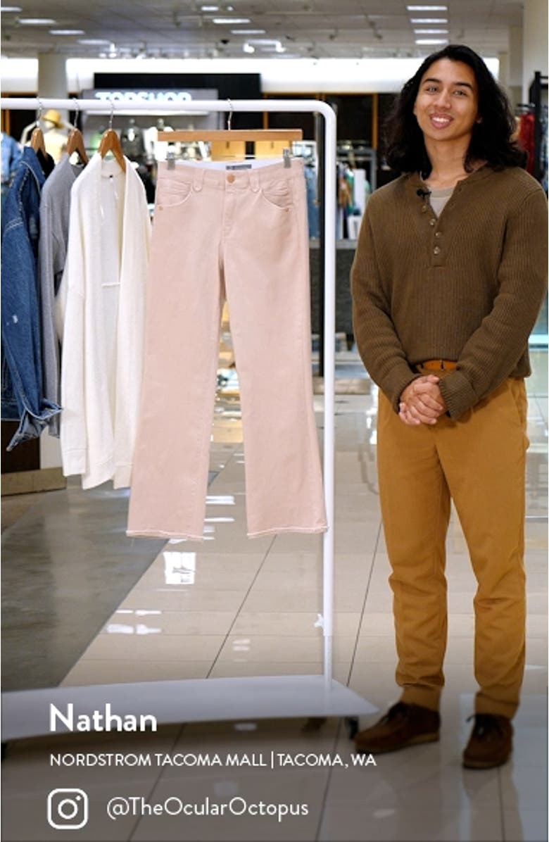 'Ab'Solution High Waist Raw Hem Wide Leg Jeans, sales video thumbnail