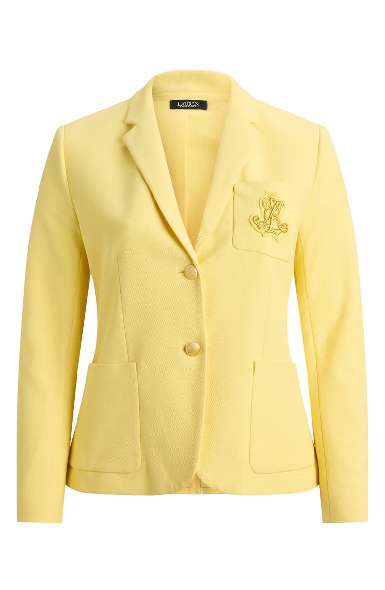 Lauren Ralph Lauren Logo Appliqué Blazer, Alternate, color, Lemon Sorbet Yellow