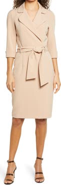 Black Halo Lucinda Faux Wrap Coat Dress