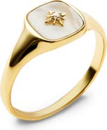 Ana Luisa Amara Mother-of-Pearl Star Signet Ring