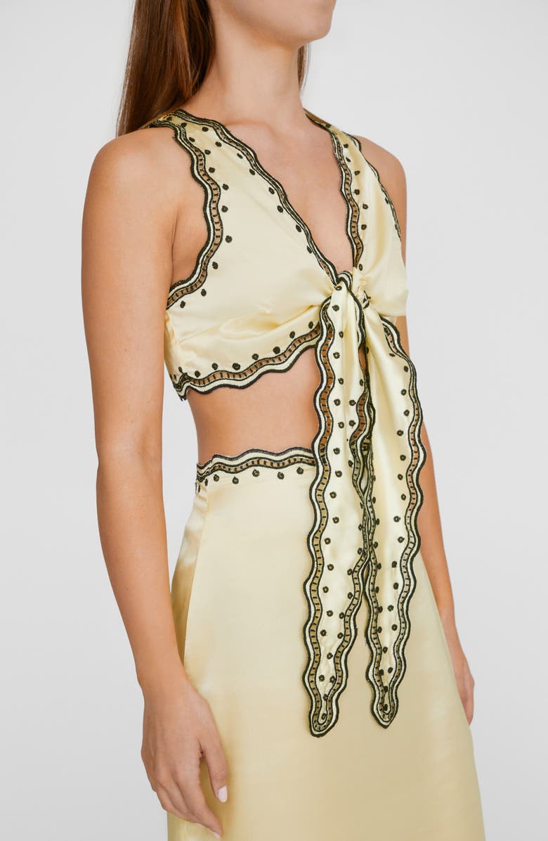 NASTY GAL Scalloped Tie Front Crop Tank, Alternate, color,