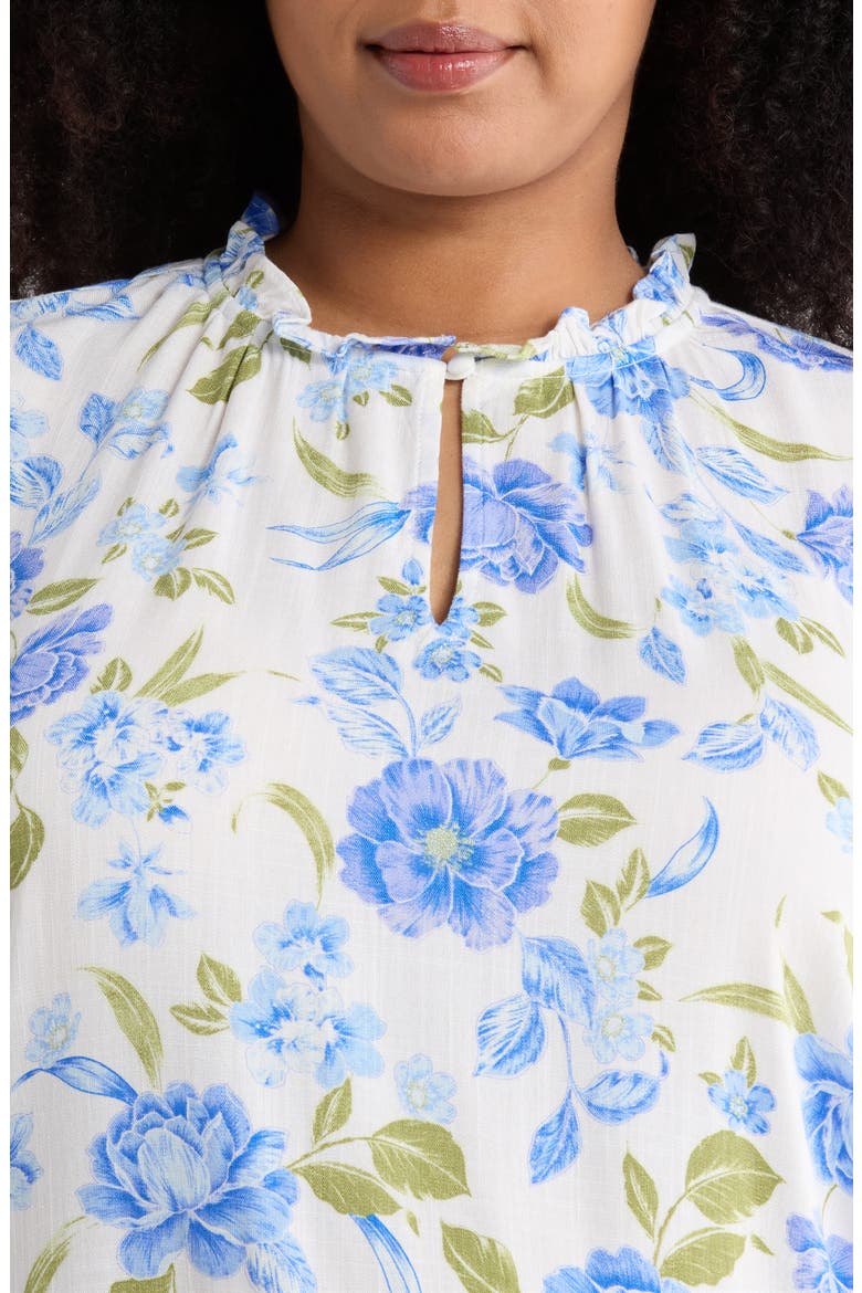 Milla Floral Print Woven Shirt, Alternate, color, WHITE-BLUE-GREEN