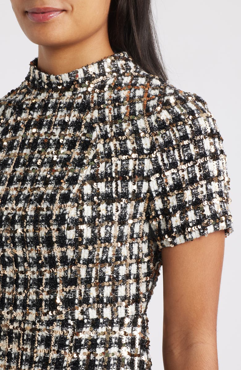 Vince Camuto Sequin Tweed Dress, Alternate, color, 