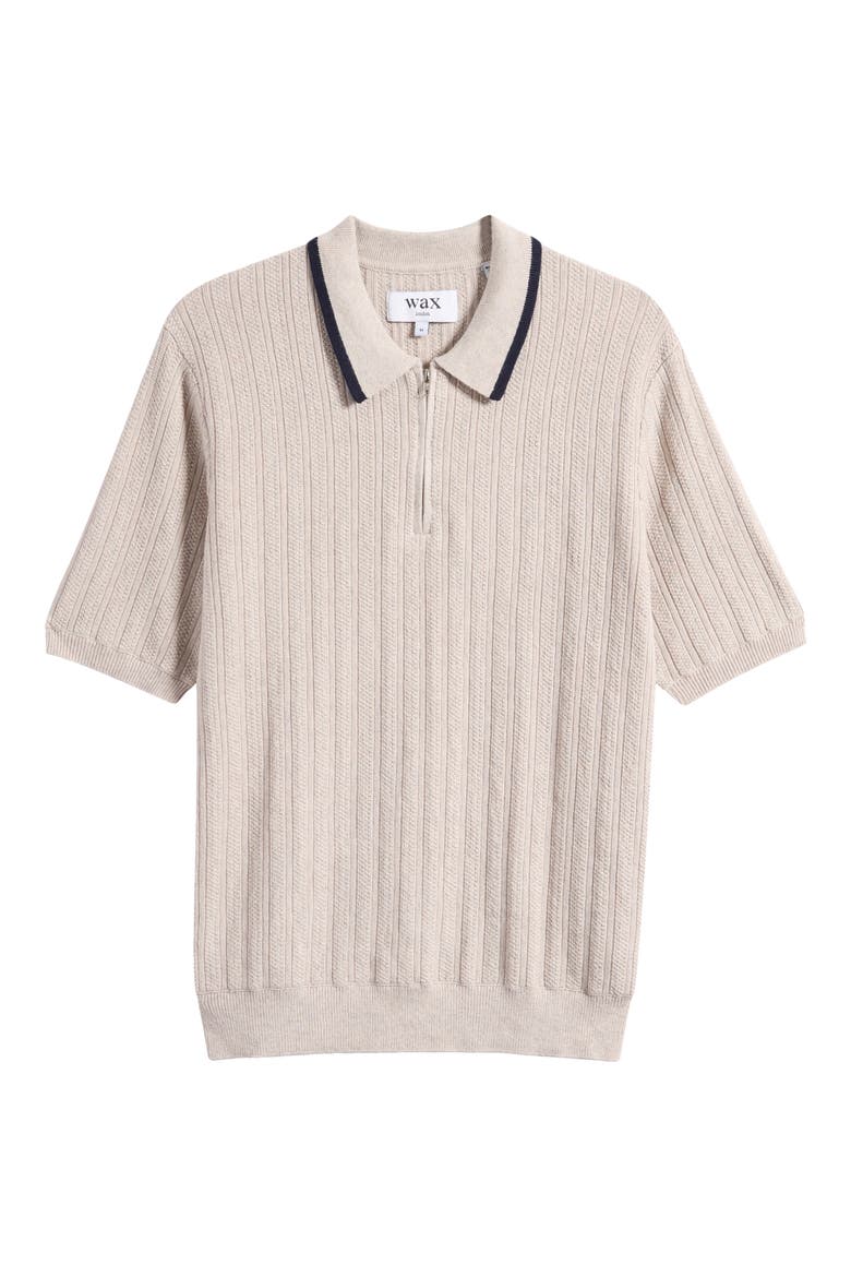 Bury Zip Polo Cotton & Cashmere Sweater, Alternate, color, NATURAL MELANGE