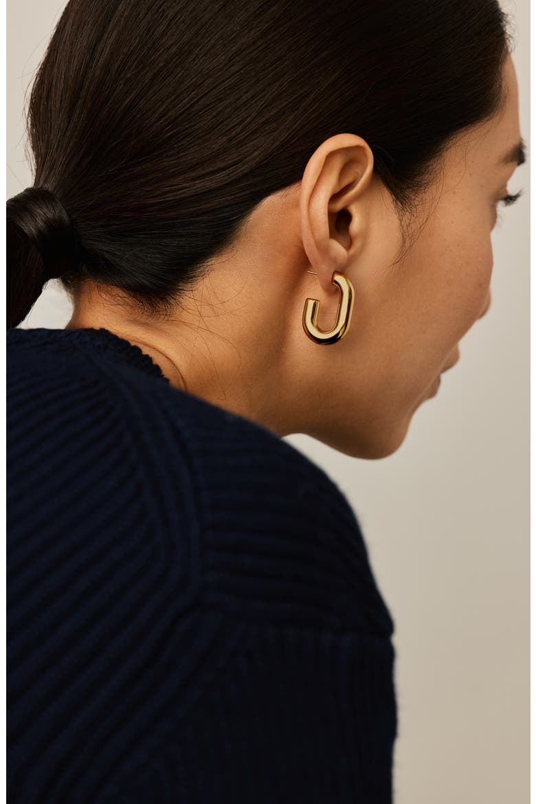 Chubby Oval Medium Hoop Earrings, Alternate, color, GOLD