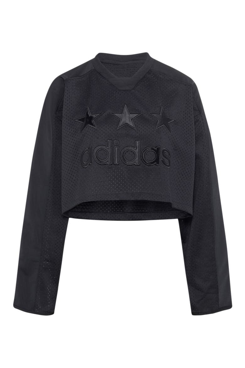 Mesh Cropped Hockey Jersey, Alternate, color, BLACK