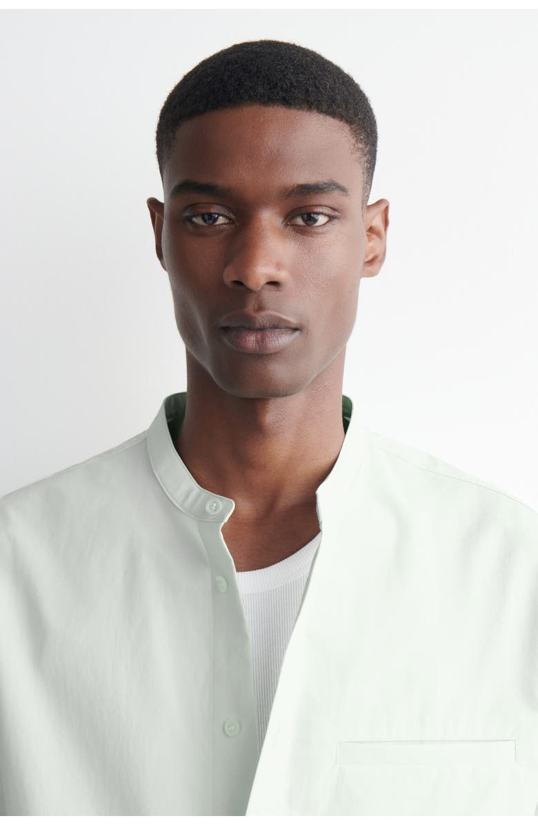 COS Grandad-collar Short-sleeved Shirt, Alternate, color, Light Green