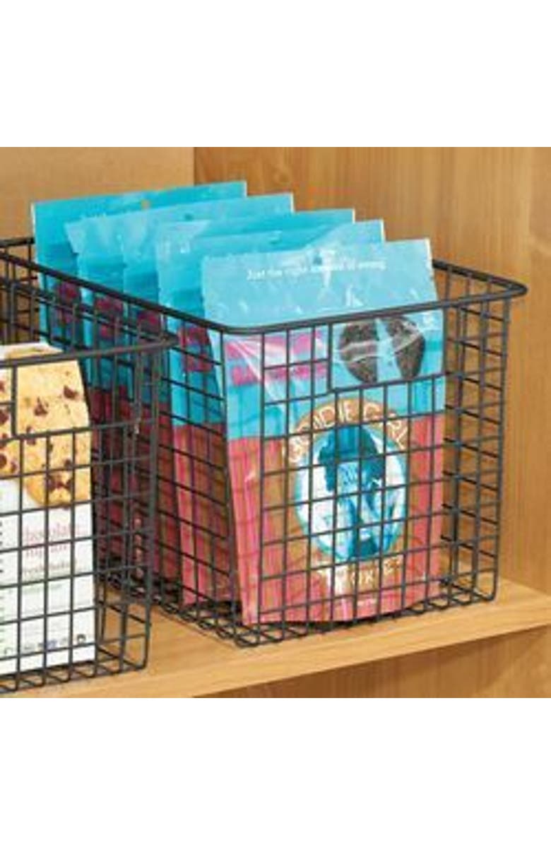mDesign Metal Wire Food Organizer Basket with Built-In Handles  12 x 9 x 8 - 4 Pack, Alternate, color, 