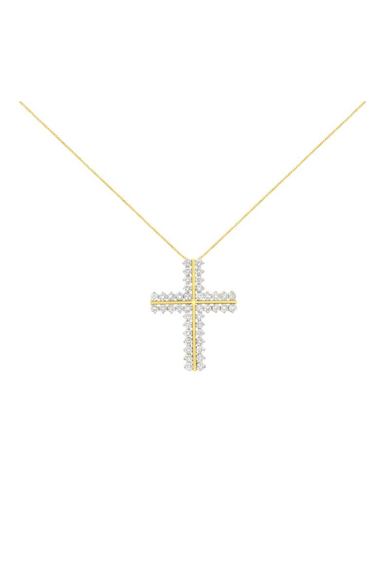 Haus of Brilliance 10K Yellow Gold 4.0 Cttw Diamond Two Row Cross 18" Pendant Necklace, Alternate, color, Yellow