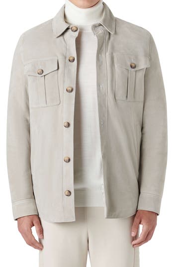 Bugatchi Suede Shirt Jacket In Gray