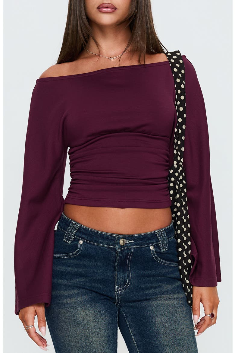 Anastasie Off the Shoulder Long Sleeve Top, Main, color, DEEP RED