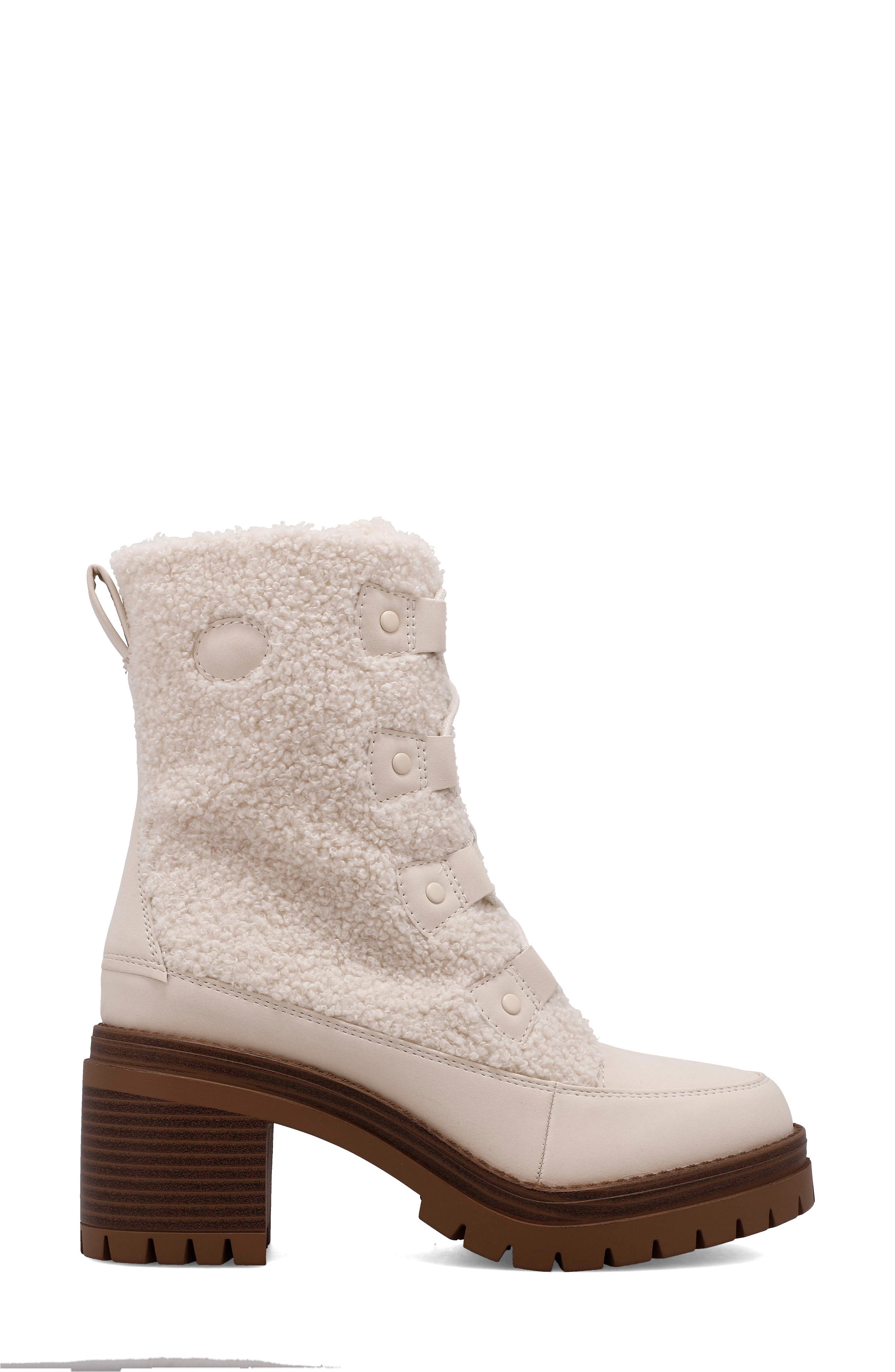 MIA Alpes Faux Shearling Trimmed Lug Sole Boot, Alternate, color, Natural