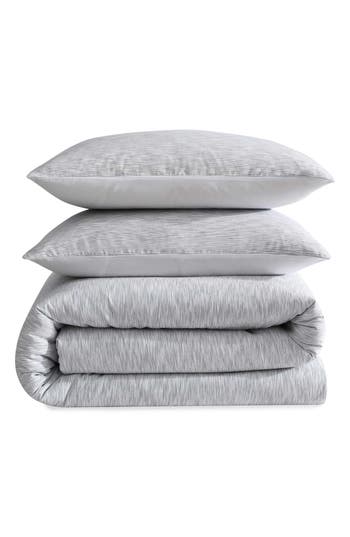 Calvin Klein Modern Ikat Yarn Dyed Cotton 3 Piece Comforter Set, Queen In Slate Blue