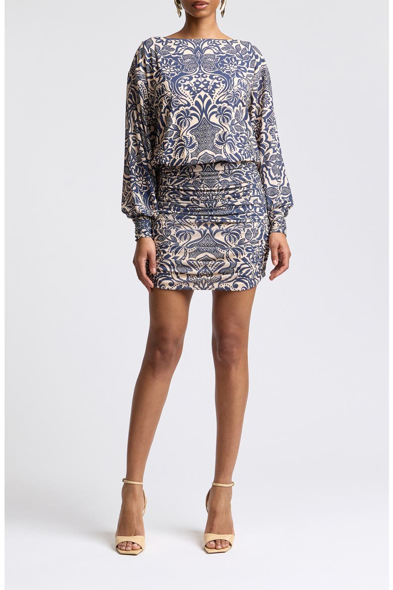 Batik Print Drop Waist Blouson Minidress, Main, color, LOTUS BATIK