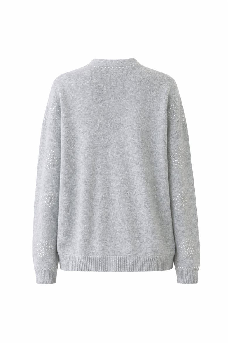 Asher Sequin Printed Cashmere Blend Cardigan, Alternate, color, GREY