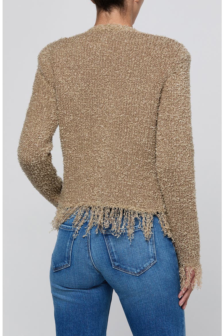 Mireille Fringe Trim Cardigan, Alternate, color, NATURAL