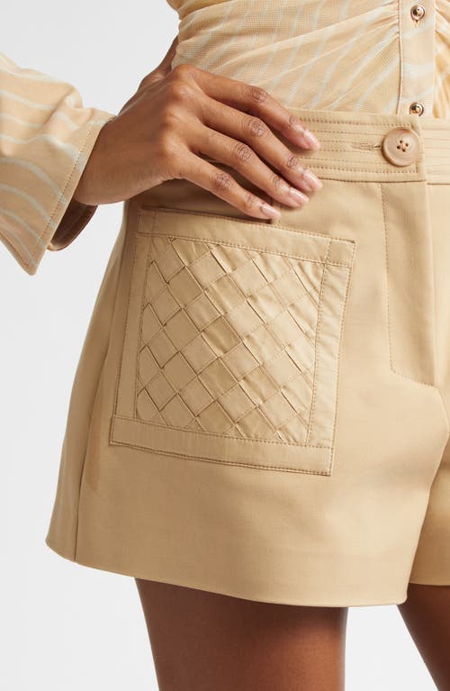 Ramy Brook Tamika Woven Patch Pocket Cotton Blend Shorts In Burlap