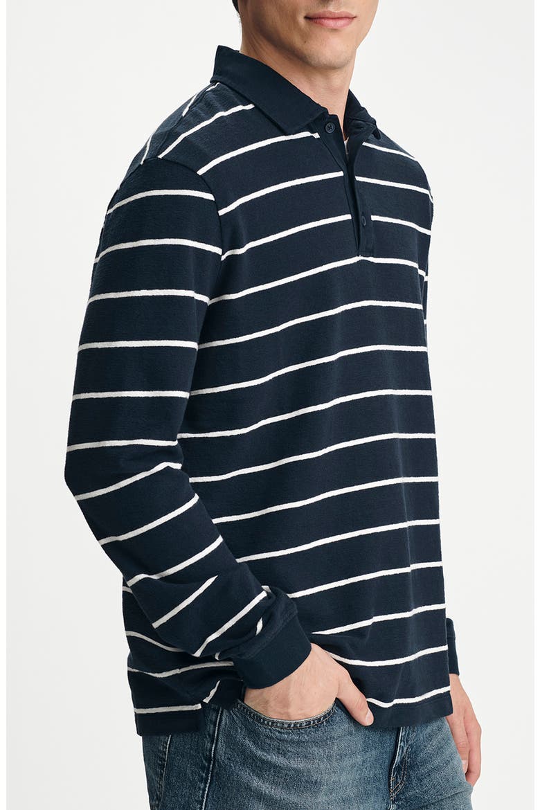 Striped Long Sleeve Polo, Alternate, color, NAVY