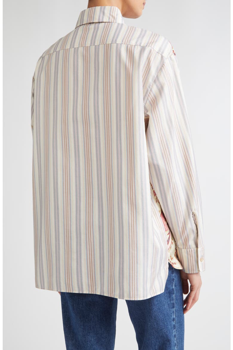 Paisley Stripe Silk Button-Up Shirt, Alternate, color, STAMPA F.DO BIANCO
