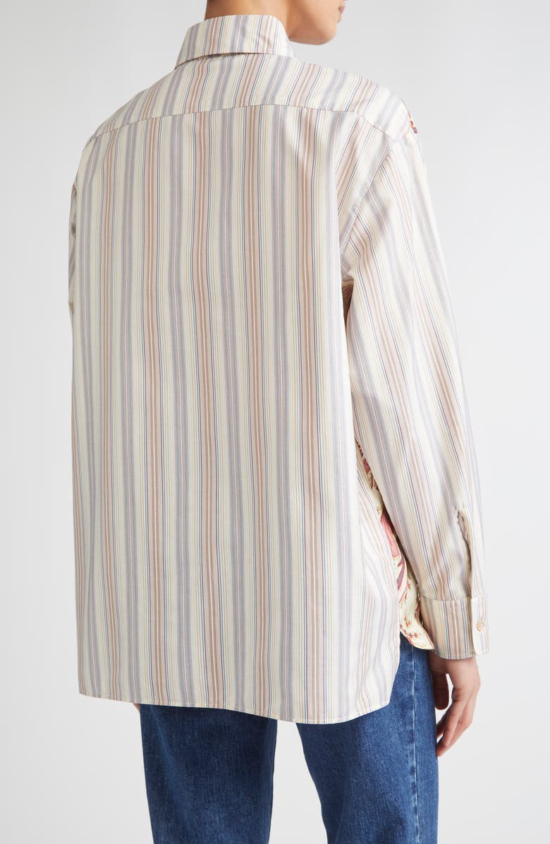 Etro Paisley Stripe Silk Button-Up Shirt, Alternate, color, Stampa F.do Bianco