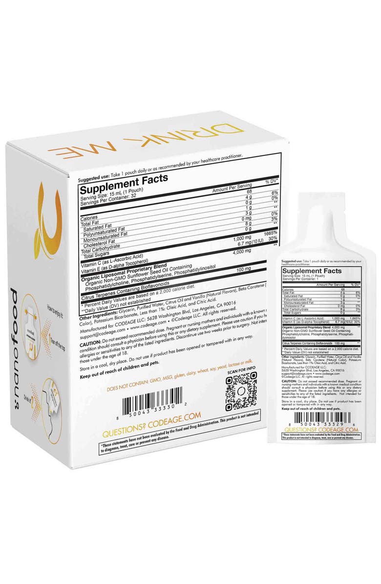Codeage Nanofood Liposomal Vitamin C + E Liquid Supplement, Alternate, color, 