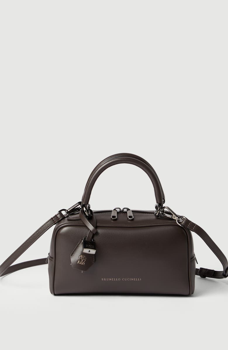 Brunello Cucinelli Small nappa Boston Explorer bag, Alternate, color, Rust Brown