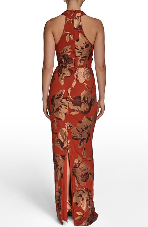 Donna Karan New York Sequin Floral Body-con Gown