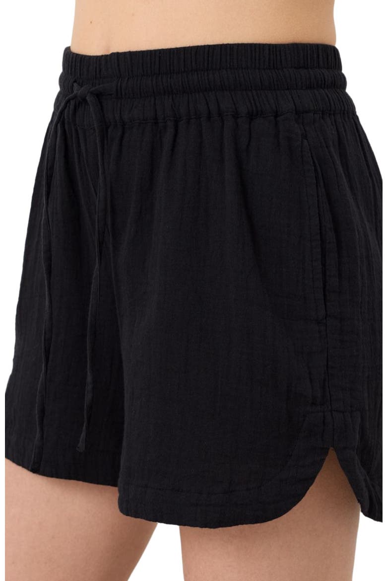 Organic Cotton Coastal Double Gauze Shorts, Alternate, color, Jet Black