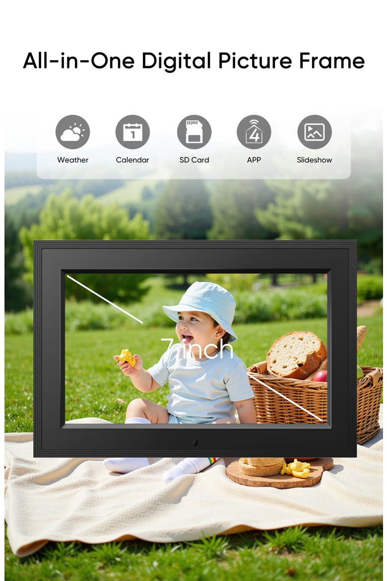 7" WiFi Digital Picture Frame, Alternate, color, Black