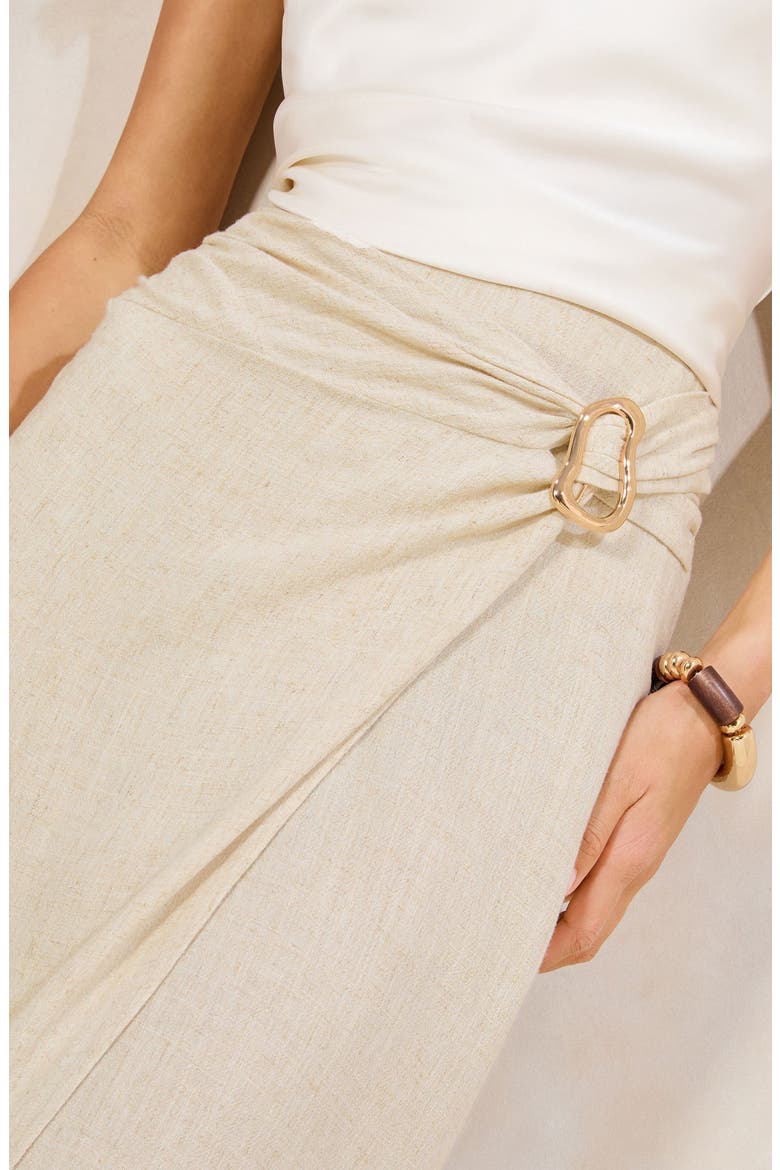 Stone Faux Wrap Midi Skirt, Alternate, color, NEUTRAL