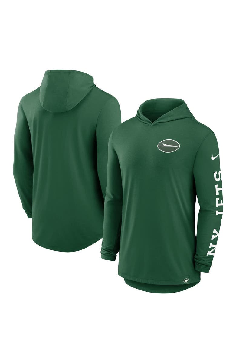Nike Men's Nike Green New York Jets Blitz Tri-Blend Performance Long Sleeve Hoodie T-Shirt, Main, color, 