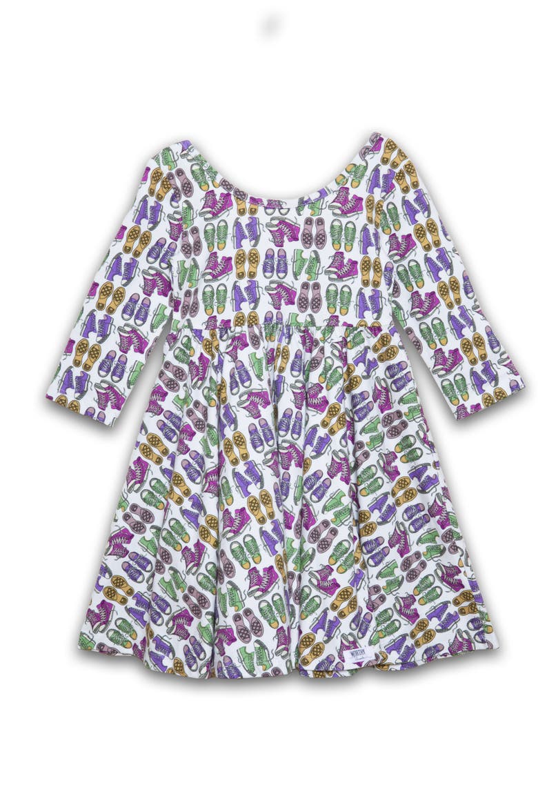 Girls Printed Twirly Dress, Main, color, Sneakers