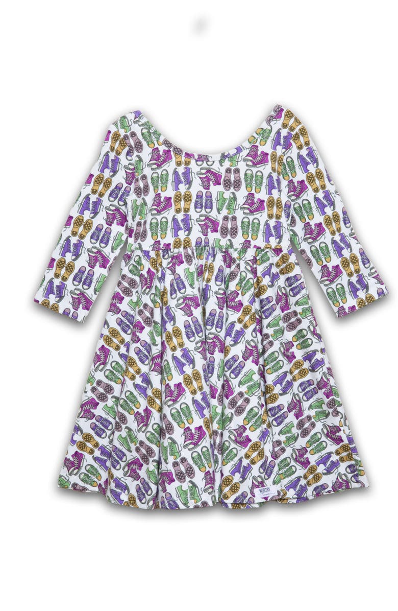 WORTHY THREADS Girls Printed Twirly Dress, Main, color, Sneakers