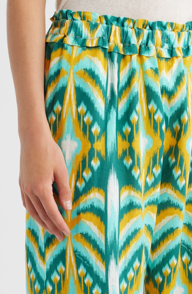 FARM Rio Tropical Tapestry Wide Leg Linen Blend Pants, Alternate, color, Off-White