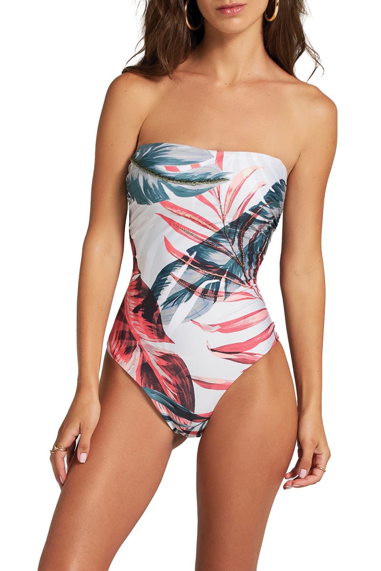 Ruched One-Piece Swimsuit, Main, color, MULTI