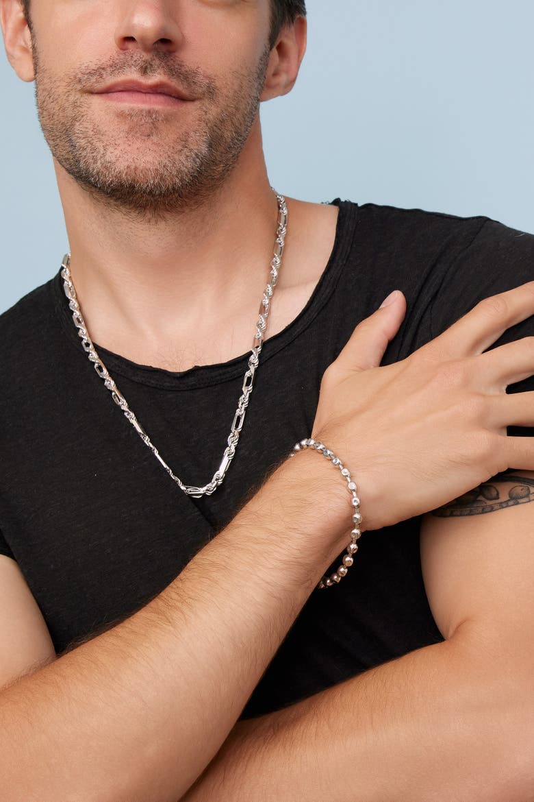 Mens Axis Bead Bracelet in Sterling Silver, Alternate, color, Silver