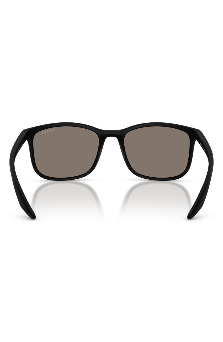 Prada Linea Rossa 56mm Pillow Sunglasses, Alternate, color, Matte Black/ Grey Silver