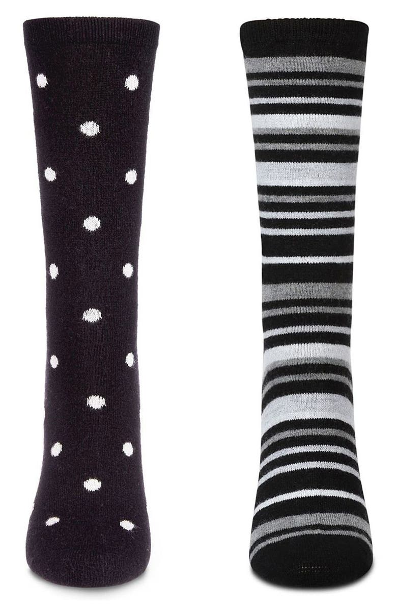 MeMoi Assorted 2-Pack Crew Socks, Alternate, color, Black-Black