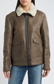 Schott NYC Genuine Shearling Lined Bomber Jacket