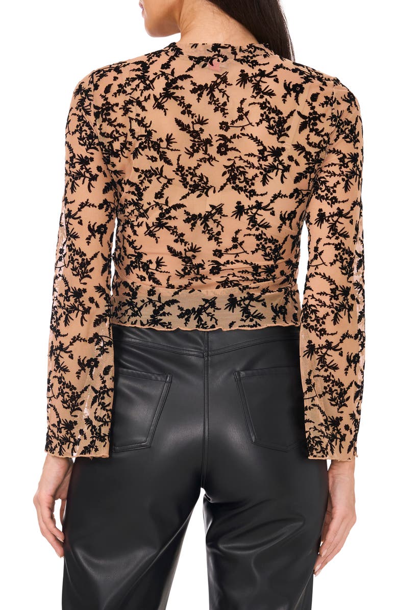 Vince Camuto Floral Crop Mesh Top, Alternate, color, 