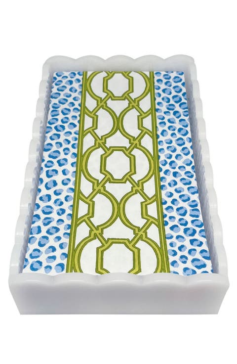 Knots & Spots Scalloped Napkin Holder Set