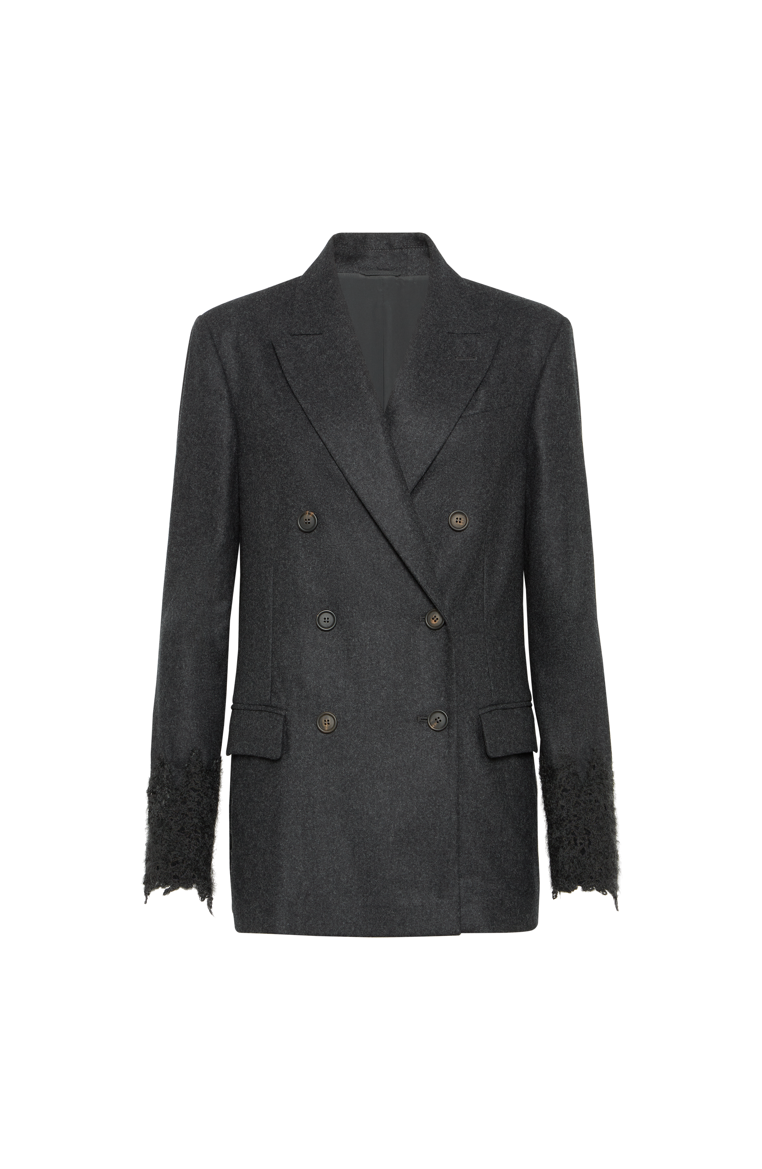 Blazer with wispy lace cuffs