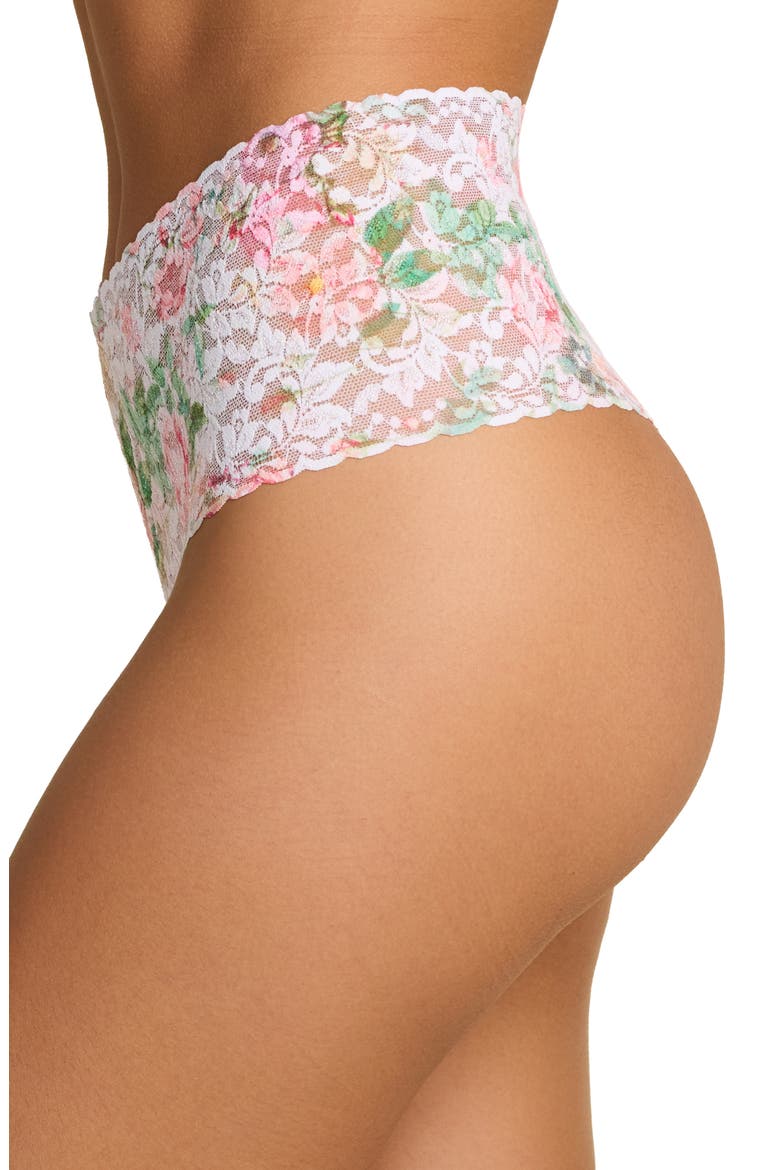 Print High Waist Retro Thong, Alternate, color, ROCOCO ROSE