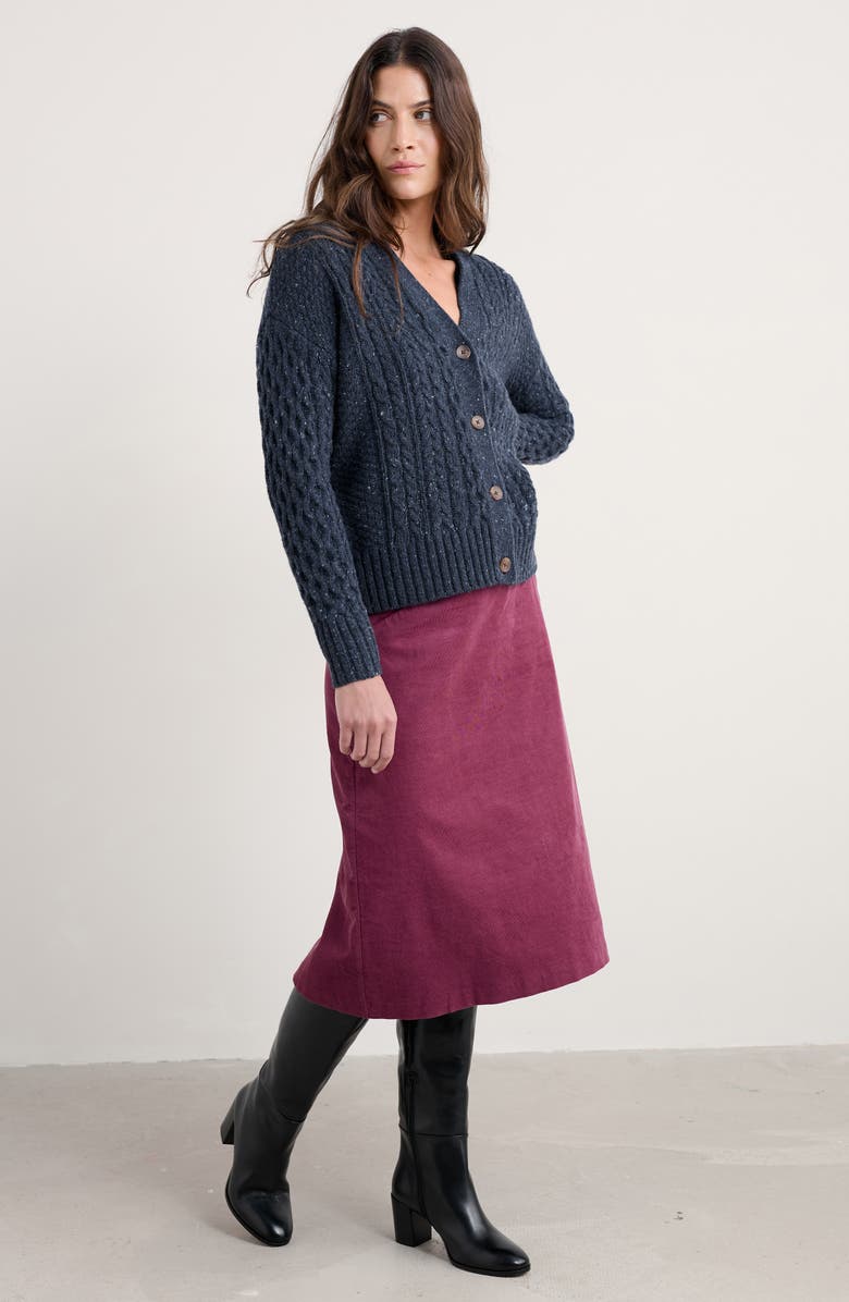 Seasalt Cornwall Forest View Floral Organic Cotton Corduroy A-Line Skirt, Alternate, color, Clove